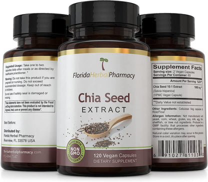 Chia Saad Uittreksel Kapsules 10:1 (120 Kapsules) 500 mg per Kapsule, 1000 mg Porsie
