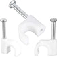 Round White Cable Clips with Steel Nails 6mm/ 0.236inch/ 100PCS For CAT6, CAT7.
