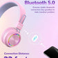 PINK BTH03 Kids Bluetooth Headphones Safe Volume, Colorful LED Lights, 25Hour