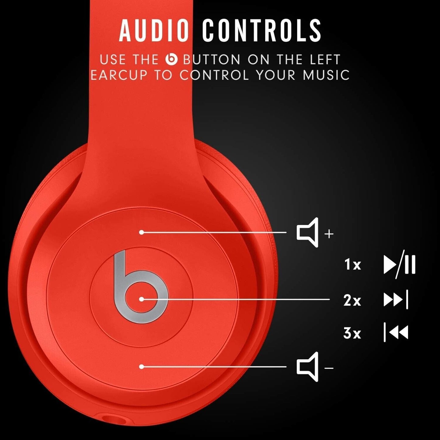 Beats Solo3 Wireless On-Ear Bluetooth Headphones Apple W1 Chip Class 1 - RED