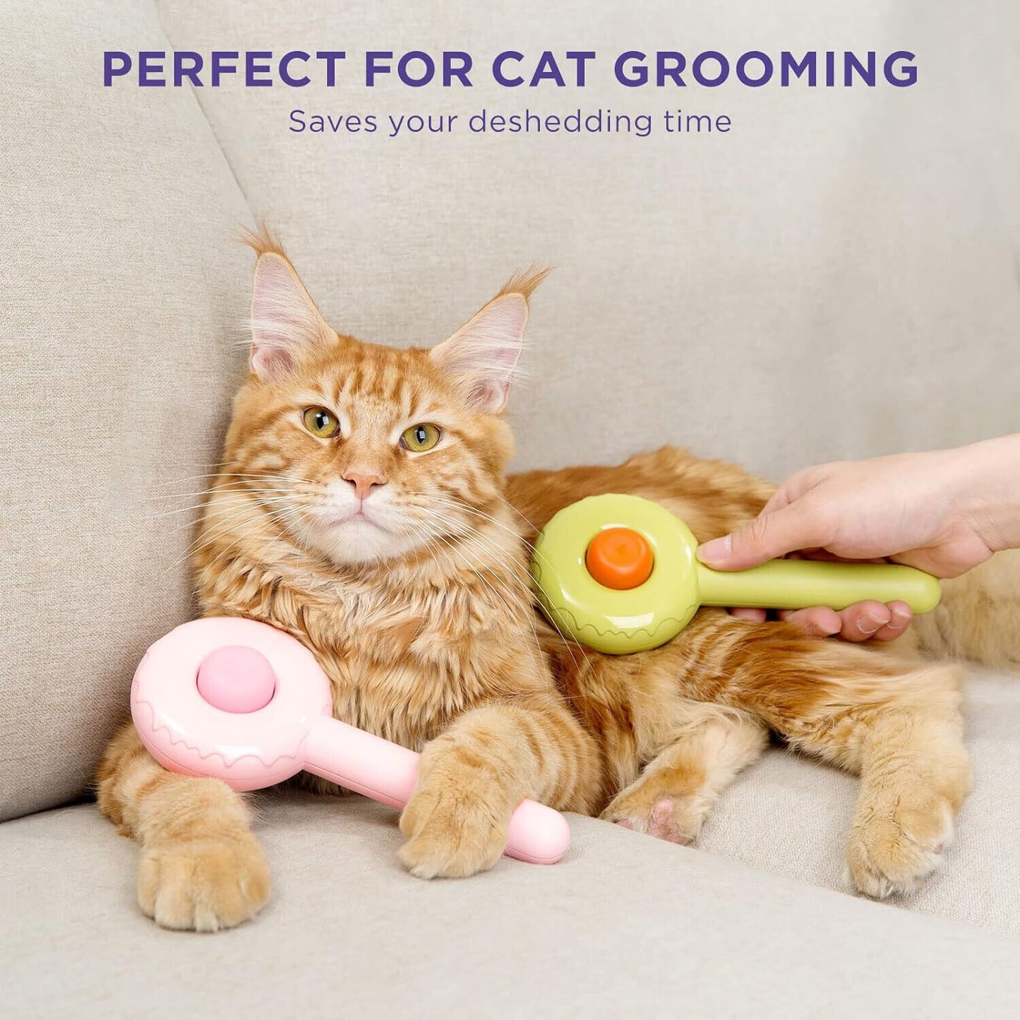 Pet Grooming Brush for Cats, Self Cleaning Cats Hair Brush with Release Button