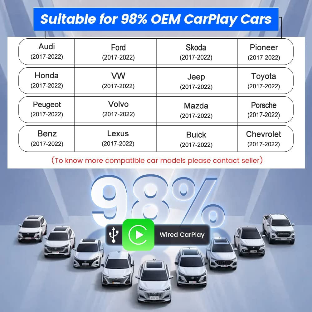 CarPlay & Android  Adapter FOR Factory Wired CAR PLAY 4.0 Auto Connect Wireless
