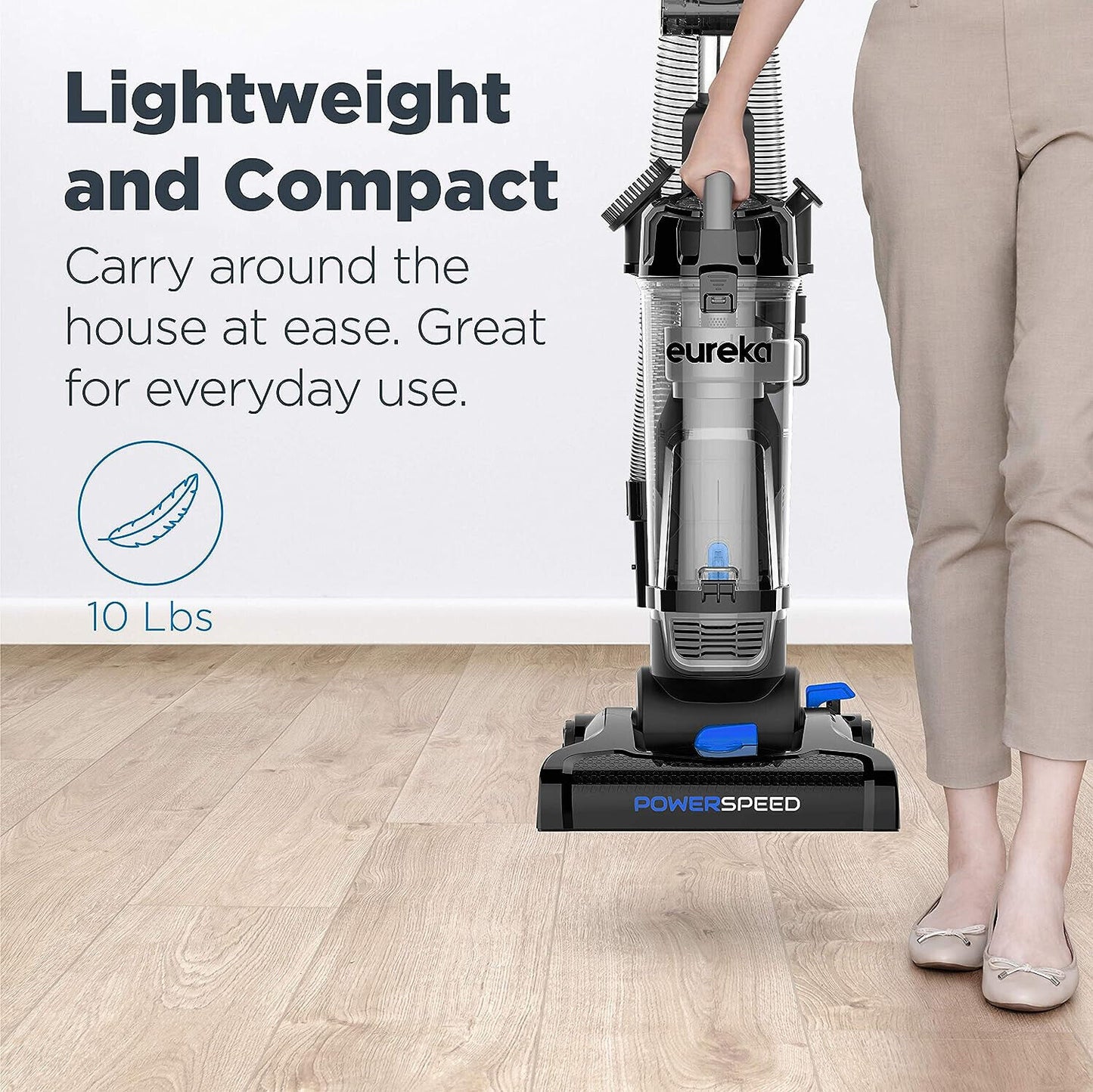 Eureka PowerSpeed Bagless Upright Powerful Vacuum Cleaner with PET TOOL - Black