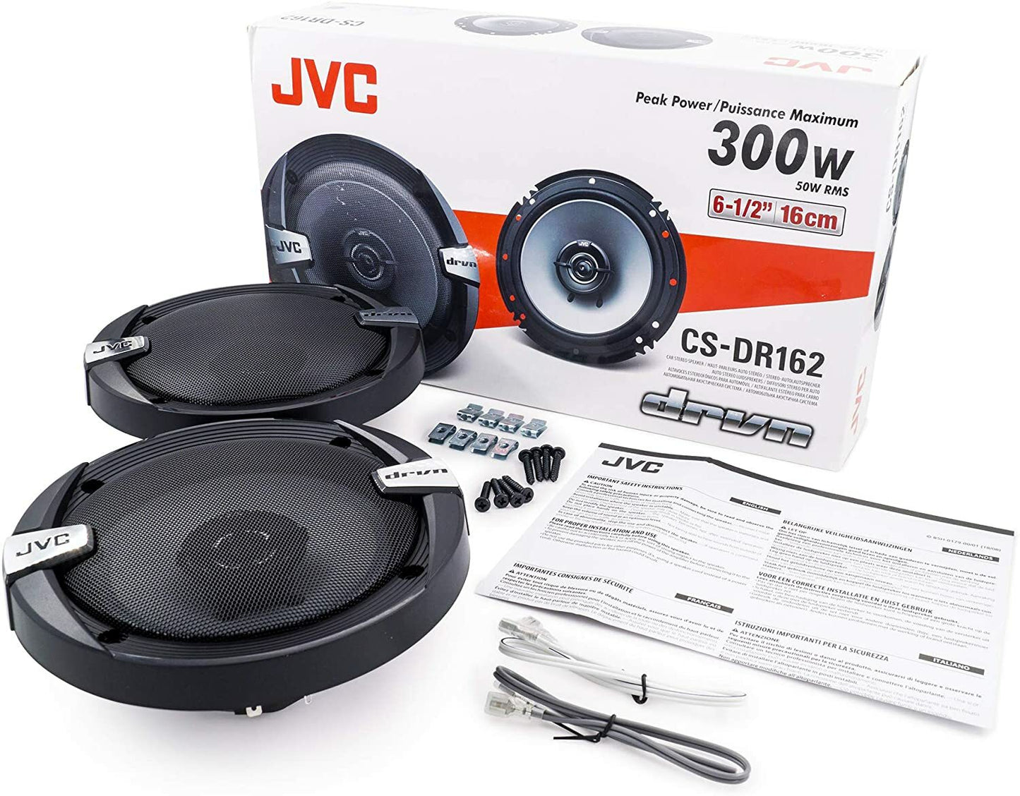 JVC CS-DR162 DRVN Series 6.5 Inch 2-Way 300 Wats Car Speakers Coaxial - Set of 2