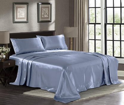 Luukse Syagtige Bed Satyn Hoeslakens Sagte 1800 Mikrovesel-CALIFORNIA KING