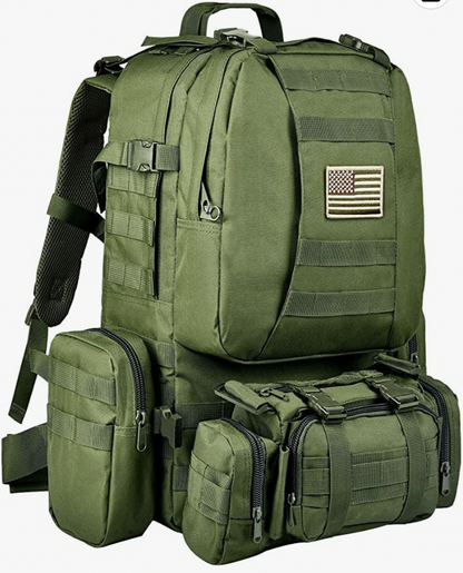 Taktiese Militêre Weermag Rucksak 60L Aanval Afneembare Molle Rugsak GRNPATCH