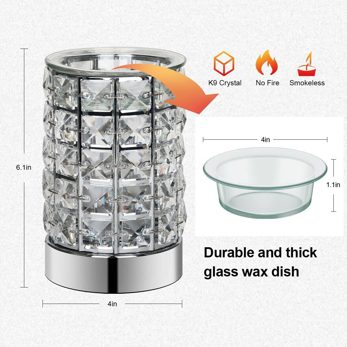 Crystal Touch Electric Wax Melt Warmer W Dimmable Fragrance Candle Melter Warmer