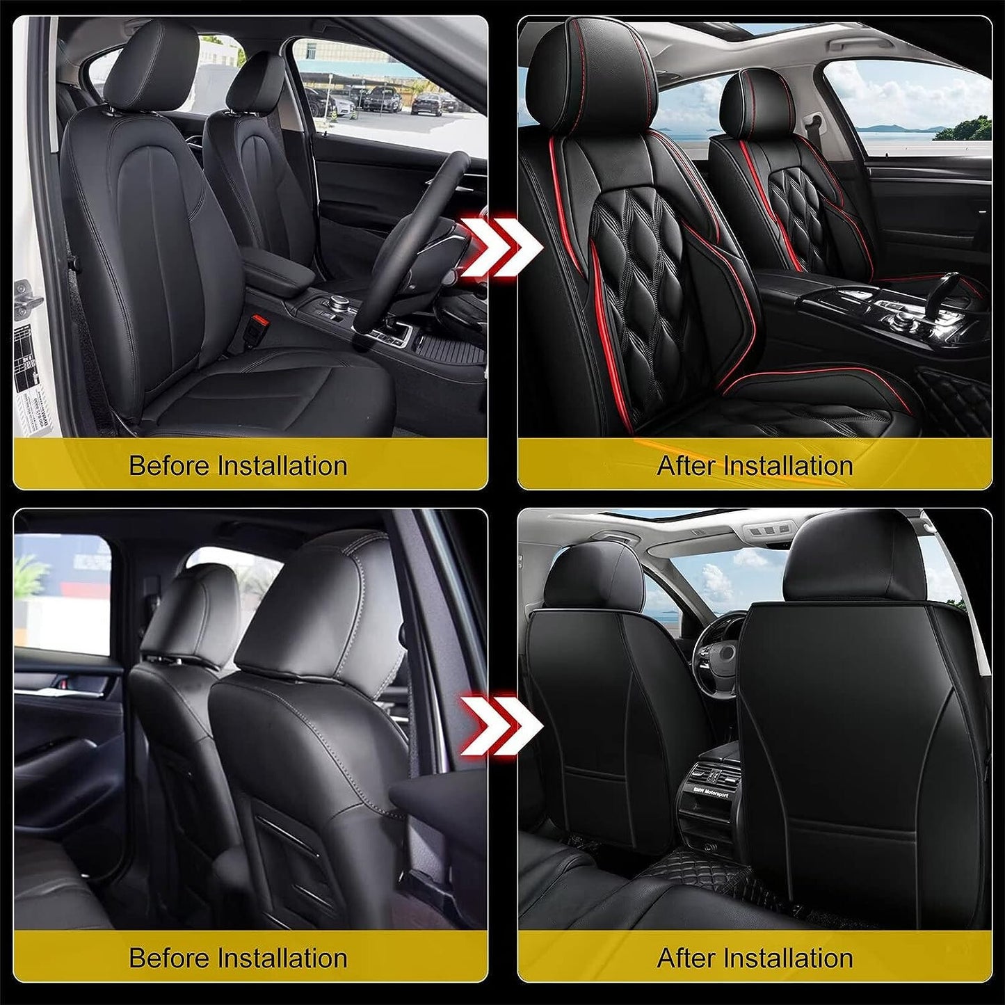 Universal Leather Car Seat Covers Front 2 Seats Cushion Cover Waterproof