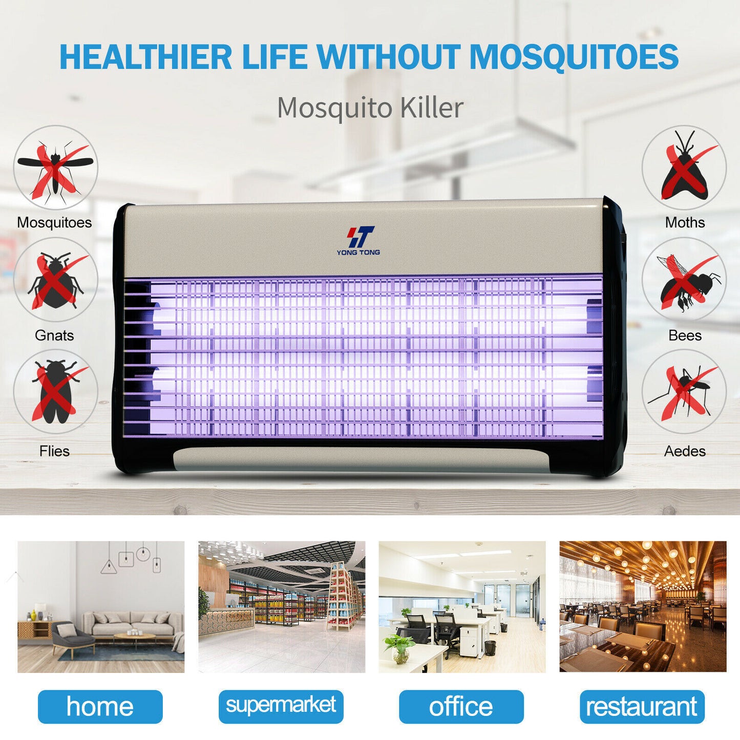 Electric YT Power Bug Zapper Pest UV Lamp Fly Mosquito Insect Killer I 20 WATTS