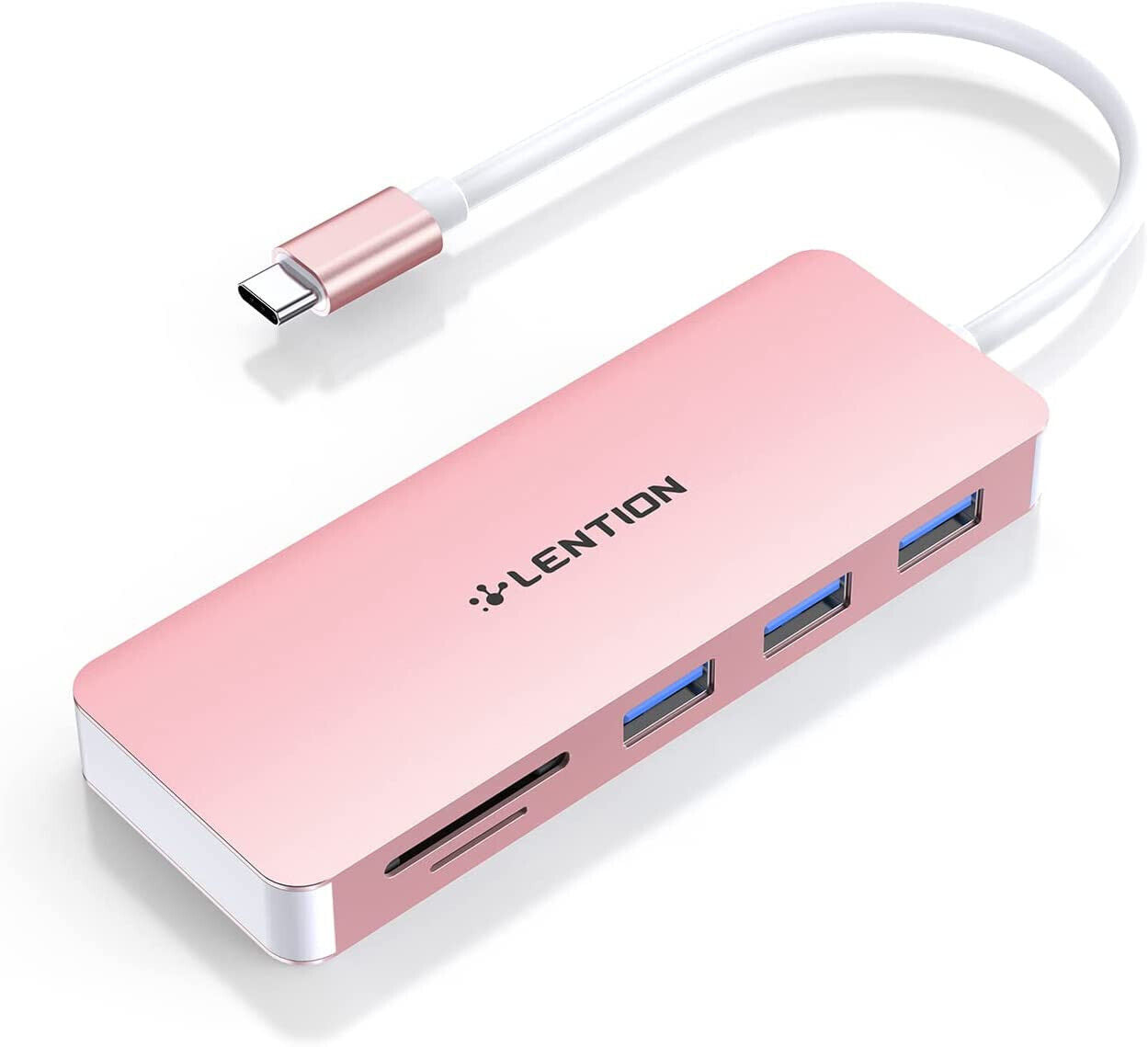 USB C-spil met 3 USB 3.0- & SD/Mikro-SD-kaartleser vir Mac Air/iPad Pro/Surface