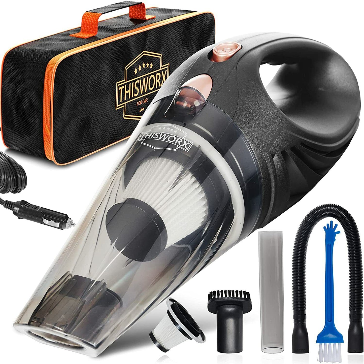 NEW Car Vacuum Cleaner - Portable, High Power, Handheld Vacuums w/ 3 Attachments