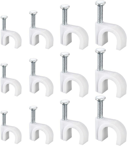 Ronde Wit Kabelknipsels met Staalspykers 6mm/ 0.236duim/ 100 Stuks Vir CAT6, CAT7.