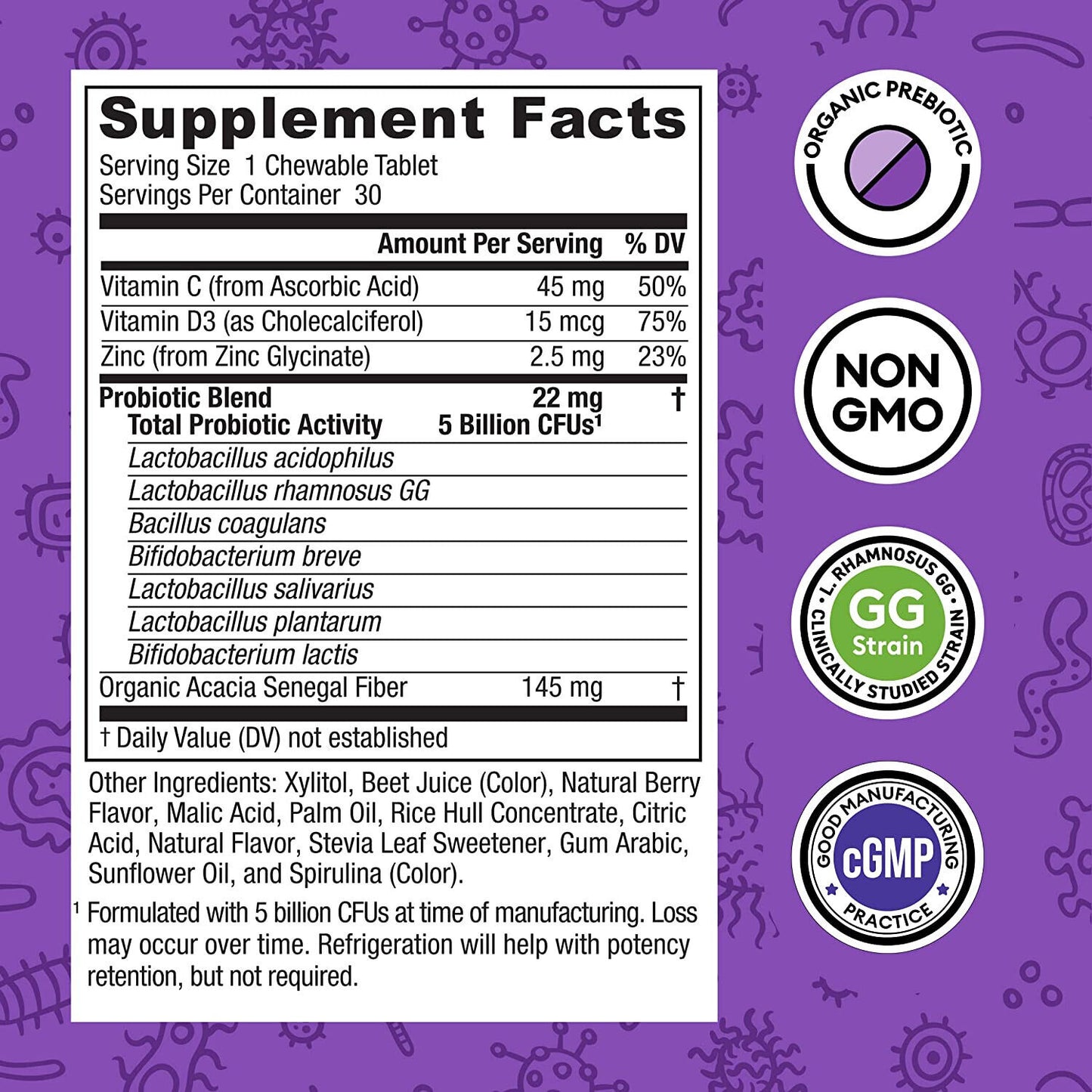Probiotics for Kids 7 Diverse Strains Organic Prebiotics Vitamins & Minerals