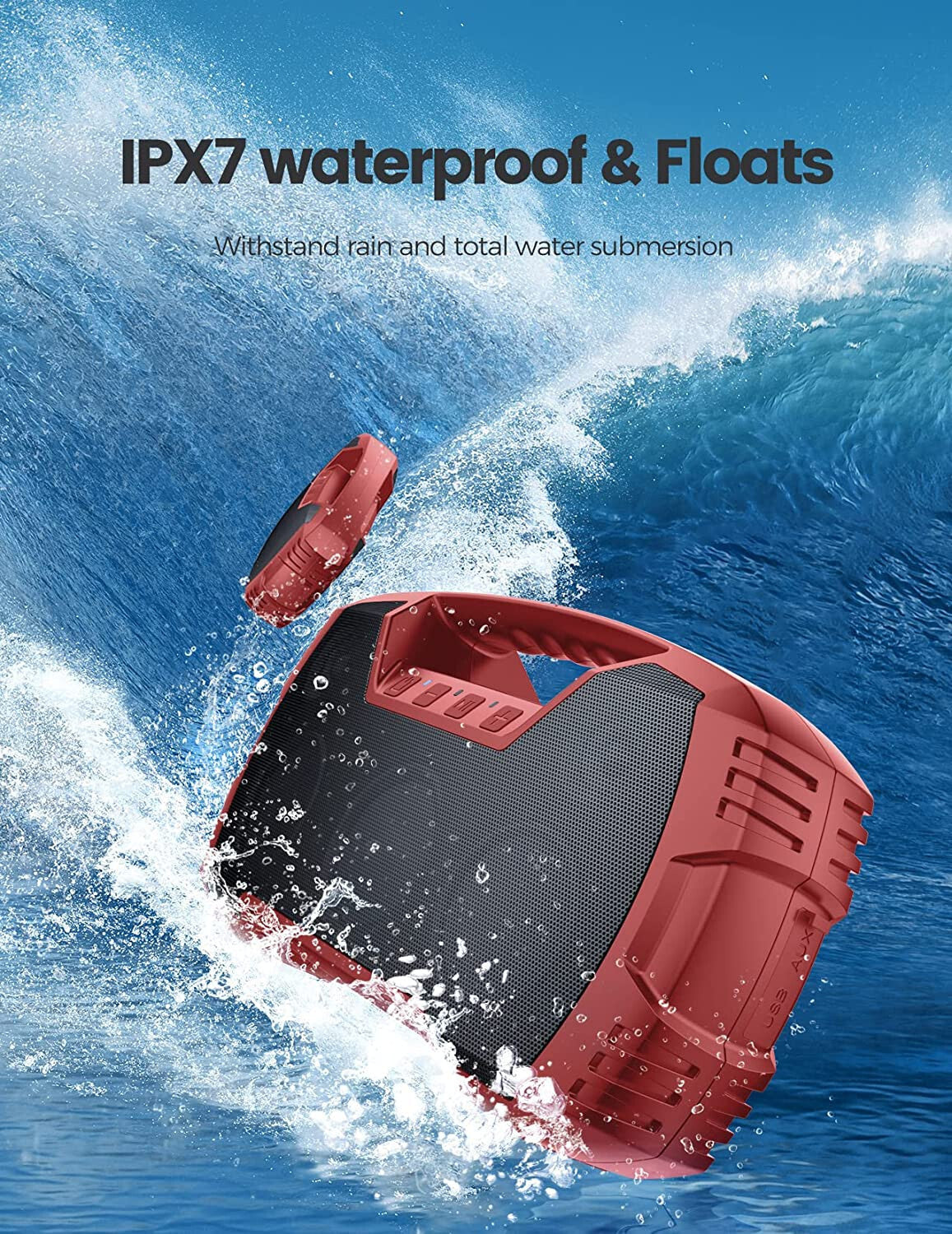 IPX7 Waterproof Bluetooth Speaker, 40W Portable Wireless Speaker, 32H Playtime