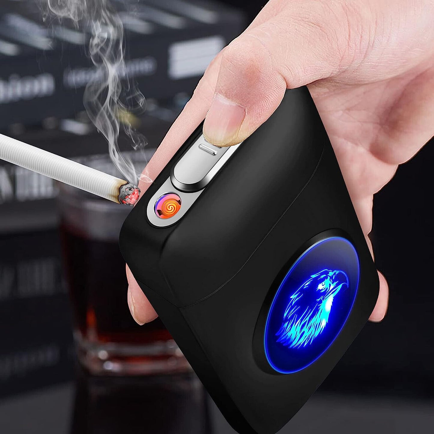 Cigarette Case with Lighter 18PCS 84MM King Size Cigarettes Holder, LED Screen