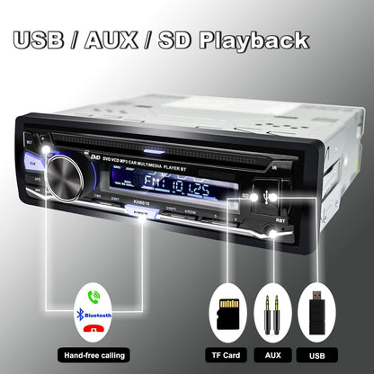 Enkel-Din Kar-Oudio CD/DVD Speler Bluetooth FM/AM/RDS Radio USB SD AUX Ontvanger