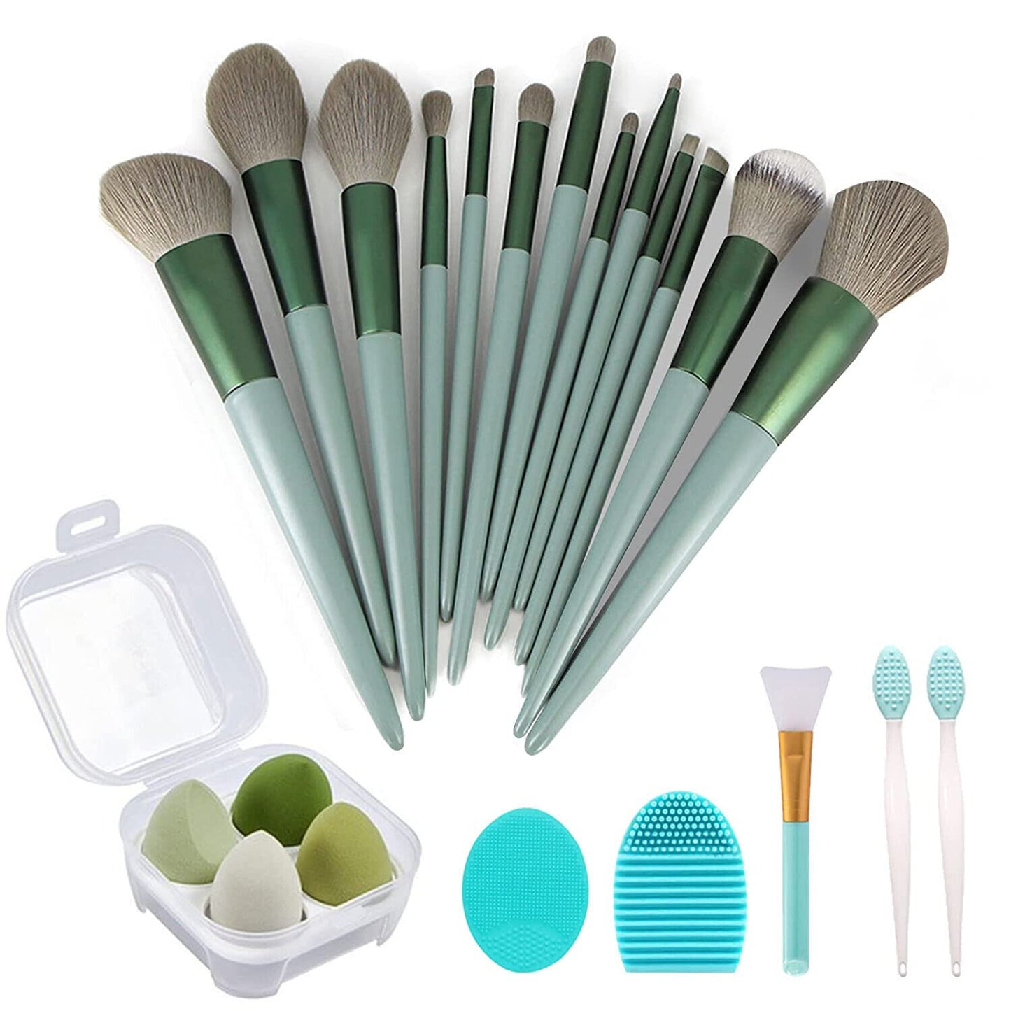 22 PIECE SET Make up KIT Green Makeup Brushes Foundation Brush Eyeshadow Brush