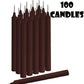 100 PCS Bulk BROWN Candles 4" X 1/2 inch Diameter 1.5 Hour Burn Time UNSCENTED