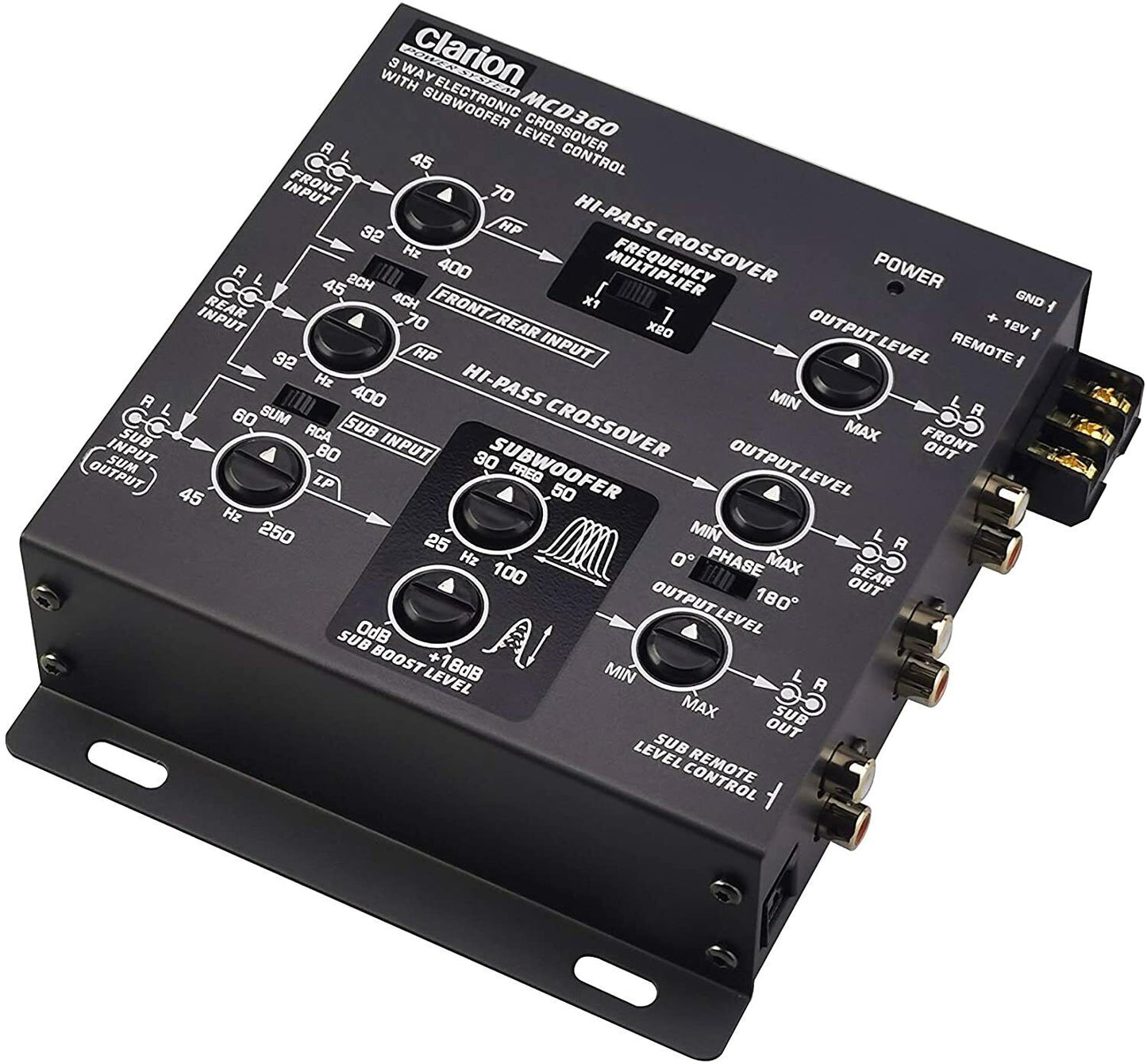 CLARION MCD360 3-WAY 6-CHANNEL INPUT ELECTRONIC CROSSOVER W/ 5-VOLT RCA OUTPUTS