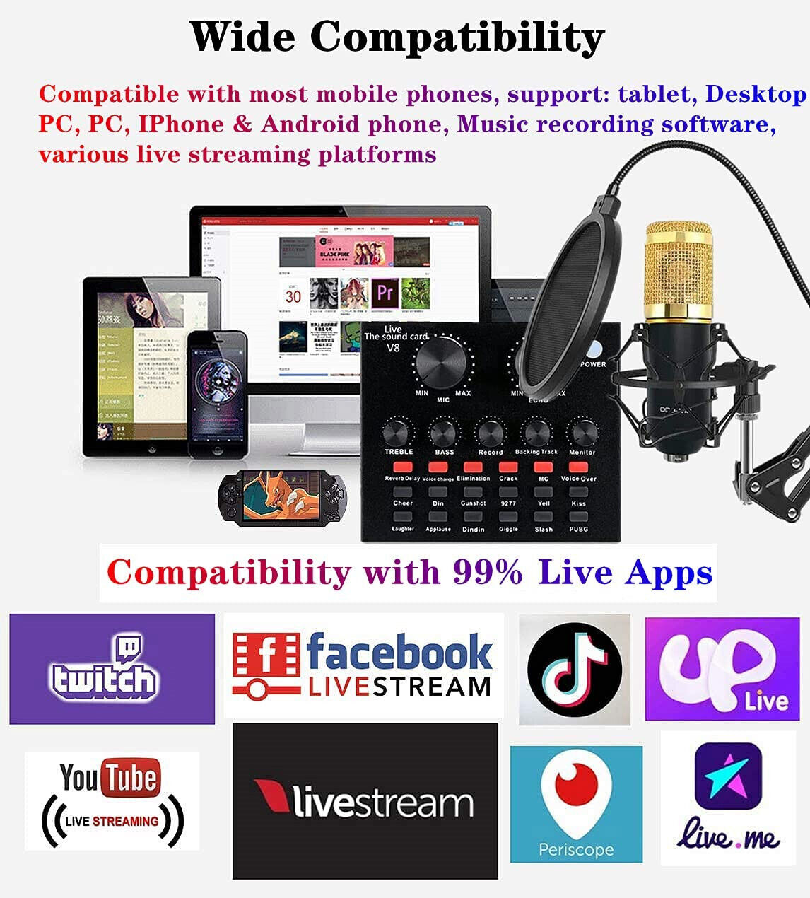 ALPOWL BM-800 Condenser Microphone Bundle,  Mic Kit with Live Sound Card