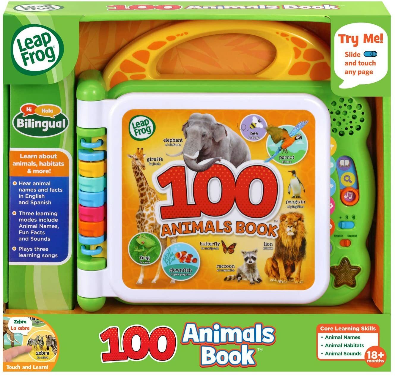 LeapFrog 100 Animals Book, Green Bilingual Book For Kids I BRAND NEW
