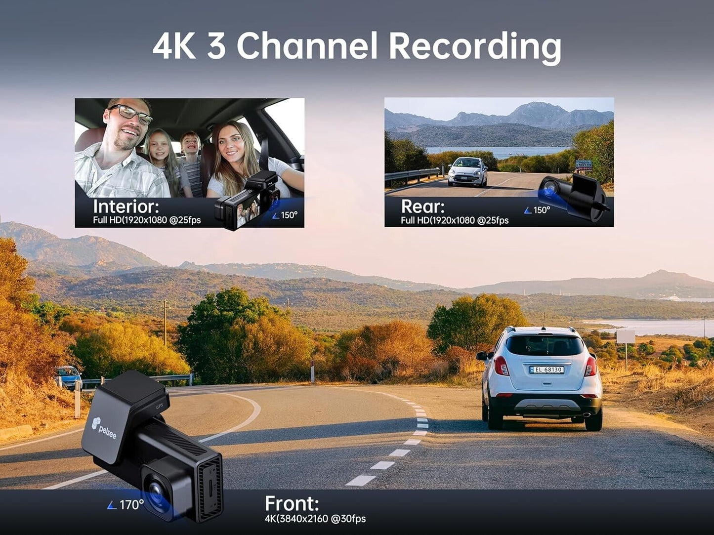Pelsee Dash Cam and Rear View Camera | Complete Vehicle Surveillance Solution
