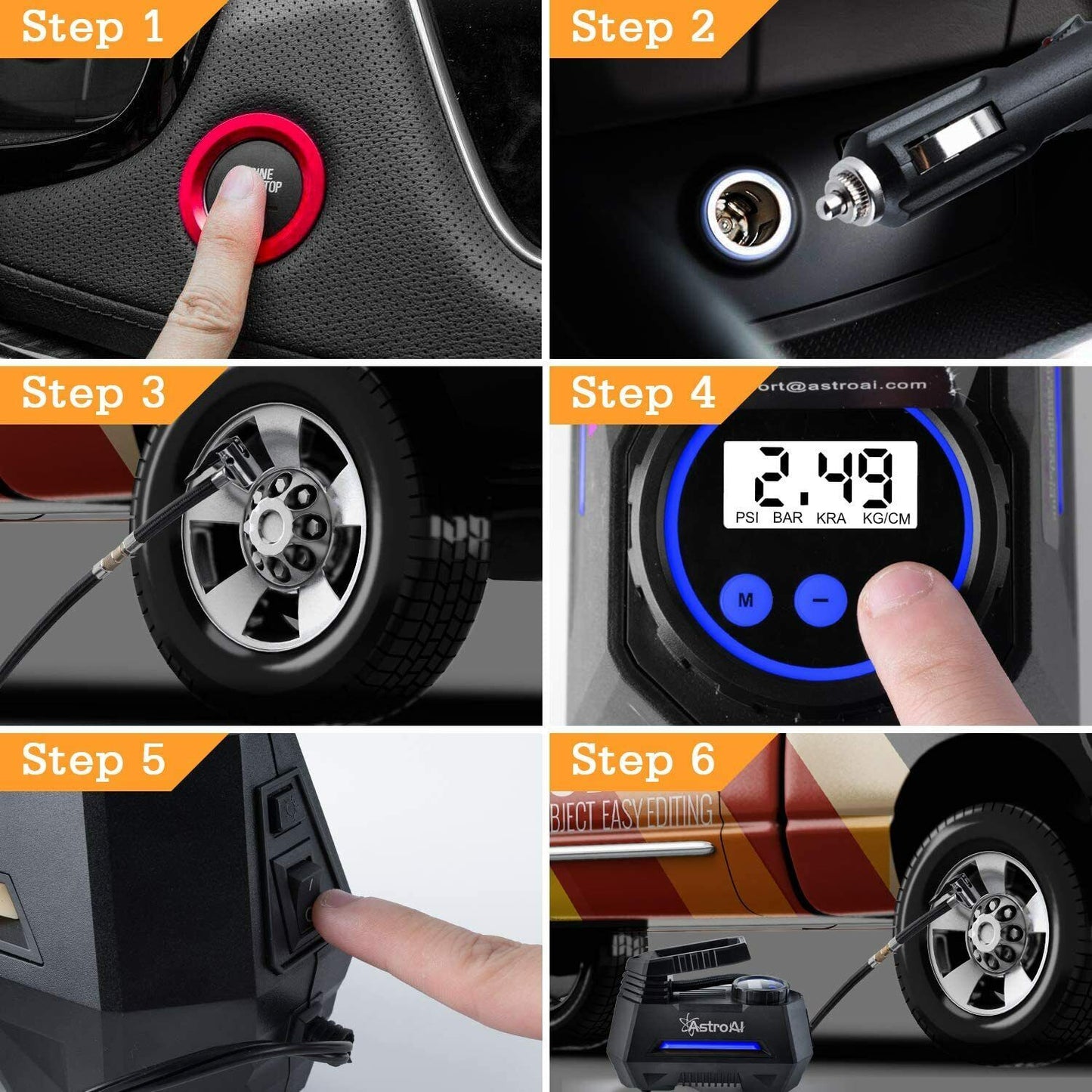 Air Compressor Tire Inflator Portable Air Pump for Car Tires 12V DC Auto Tire