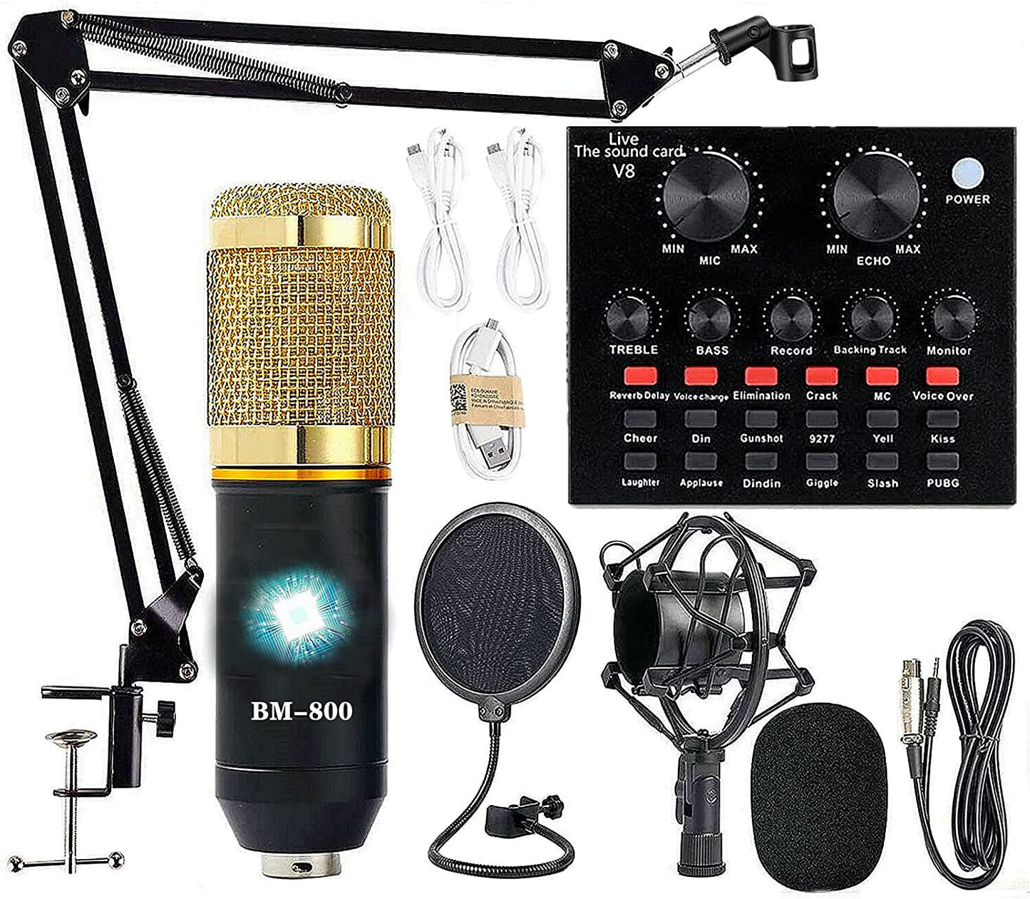 Condenser Microphone Bundle, ALPOWL BM-800 Mic Kit with Live Sound Card