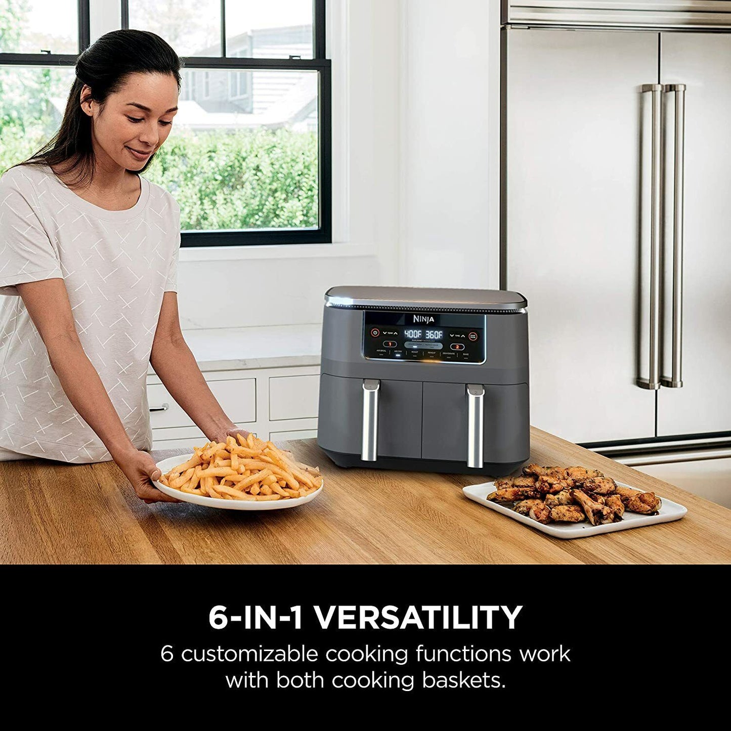 Ninja Dualzone Air Fryer Foodi 6-in-1 8 Quart, with 2 Crisper Plates, 2 Baskets