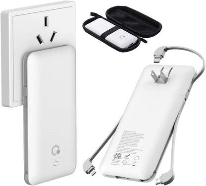 Ingeboude WS Muurprop 10000mAh Q Draagbare Laaier, Ultra-slank USB C Kragbank,