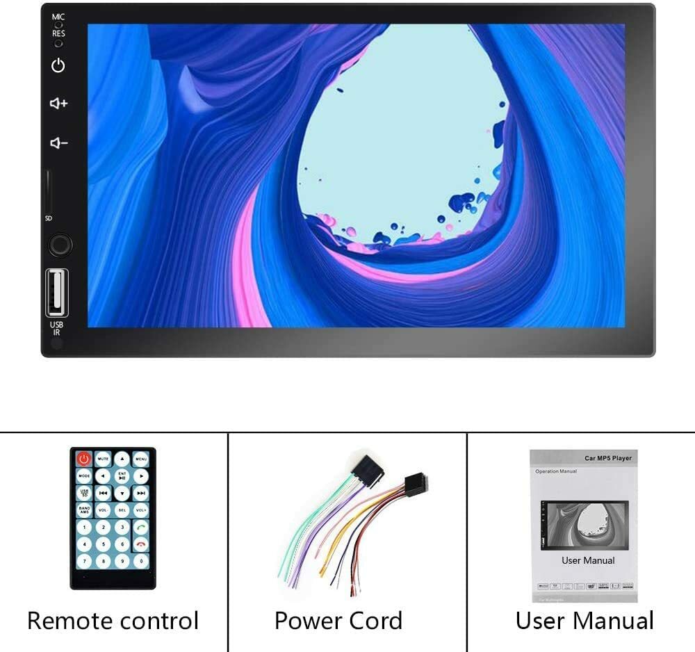 Double Din Car Stereo 7'' 1080P HD TouchScreen DPlay Universal Multimedia Player