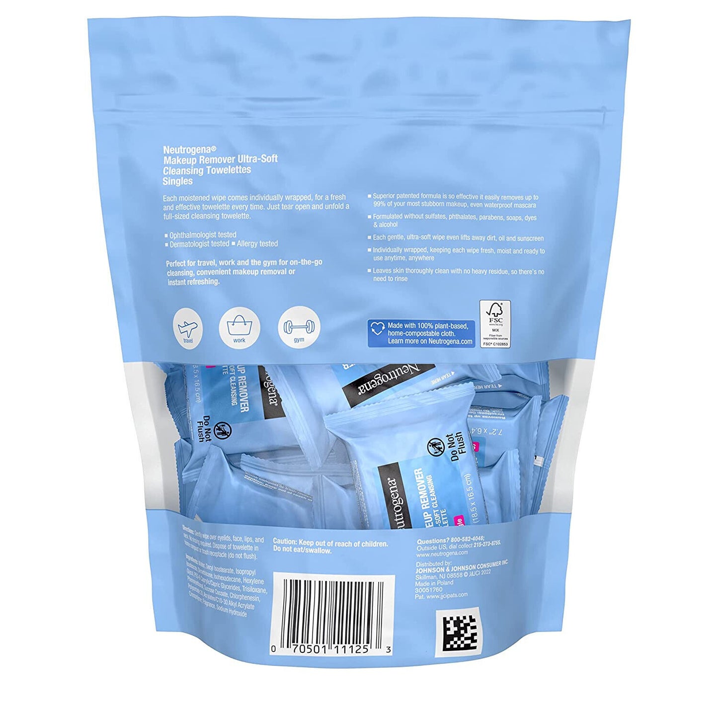 Neutrogena Makeup Remover Facial Cleansing Towelette Singles, Daily Face Wipes