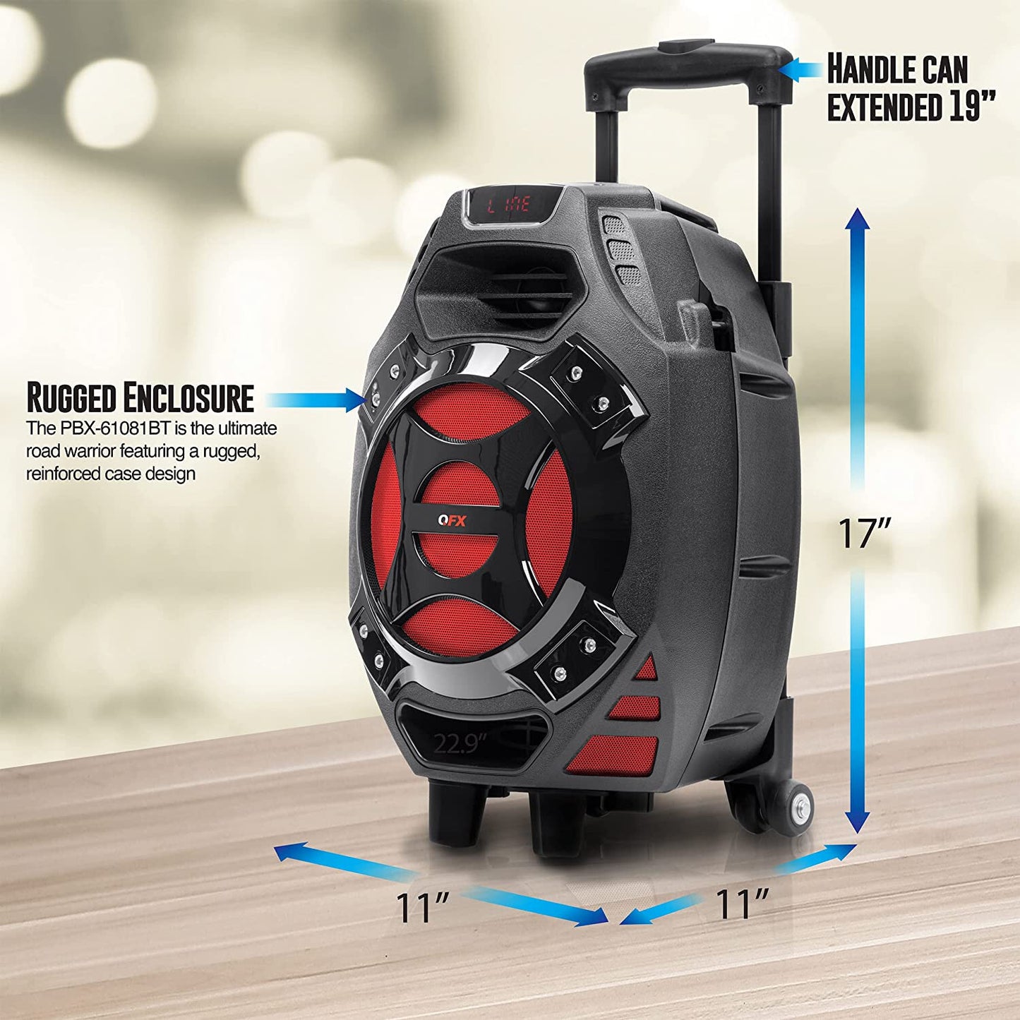 Rechargeable Portable Speaker | 8" Woofer | 2,600 Watts | Bluetooth, AUX - BLUE