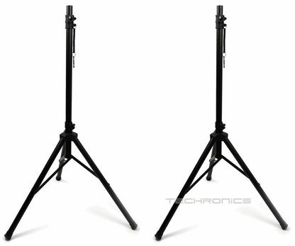 2 X AUDIOBAHN UNIVERSELE SWAARDIENS DRIEPOOT VIR DJ PA LUIDSPREKERTOERUSTING STAANDERS STEL
