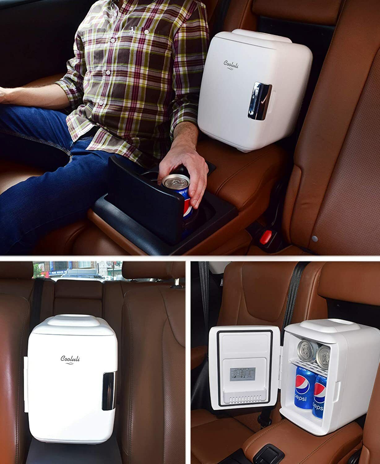 Mini Fridge for Car, Travel Office Desk & Dorm Room 4L Can Electric Plug BLACK