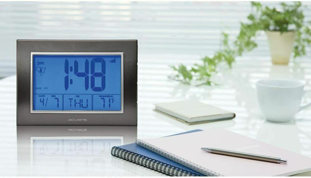 AcuRite Atomic Alarm Clock W/ Date, Day of Week & Temperature