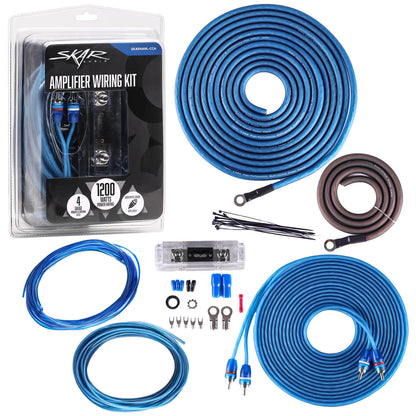 NUWE SKAR AUDIO 4 GAUGE 1,200 WATT CCA VERSTERKER BEDRADINGSTEL MET RCA (SKAR4ANL-CCA)