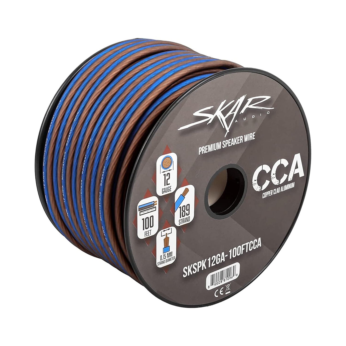 NEW Skar Audio 12 Gauge AWG Audio Speaker Wire - 100 Feet (Blue/Brown)