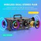 Portable Bluetooth Speakers with Double Subwoofer, 60W Loud Stereo EQ FM Remote