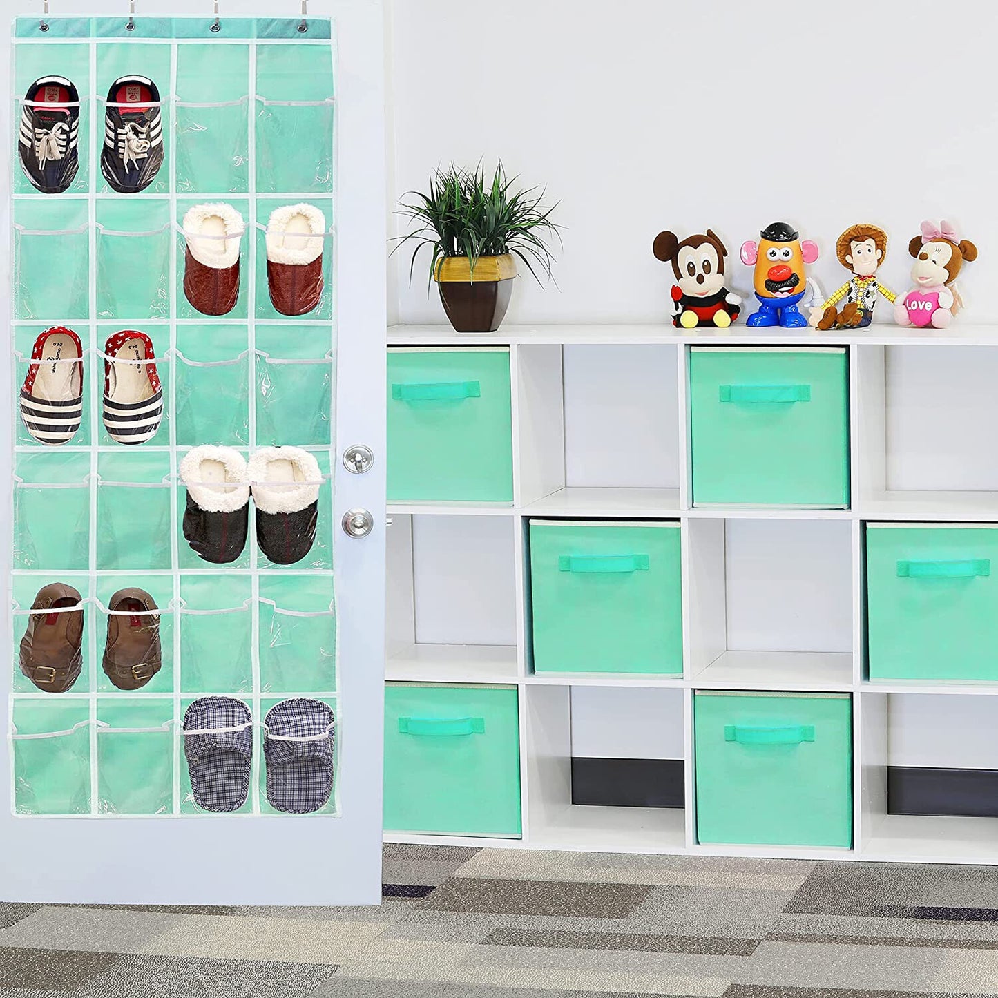 24 Pockets - SimpleHouseware Crystal Clear Over The Door Hanging Shoe Organizer