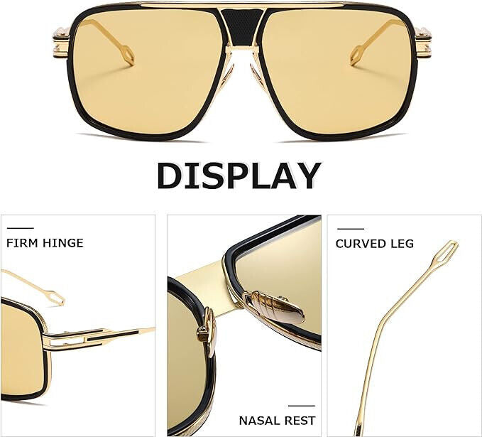 Sunglasses Men Women Unisex  Goggle Alloy Big Frame Metal Punk Style Shield NEW