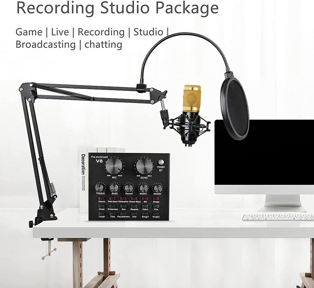 Condenser Microphone Bundle, ALPOWL BM-800 Mic Kit with Live Sound Card