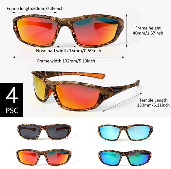 4 Pairs Unisex Polarized Sunglasses UV Protection Sports Driving Glasses Sports