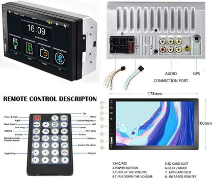 Dubbel-DIN Kar Stereo 7" 1080P HD Raakskerm DPlay Universele Multimedia Speler