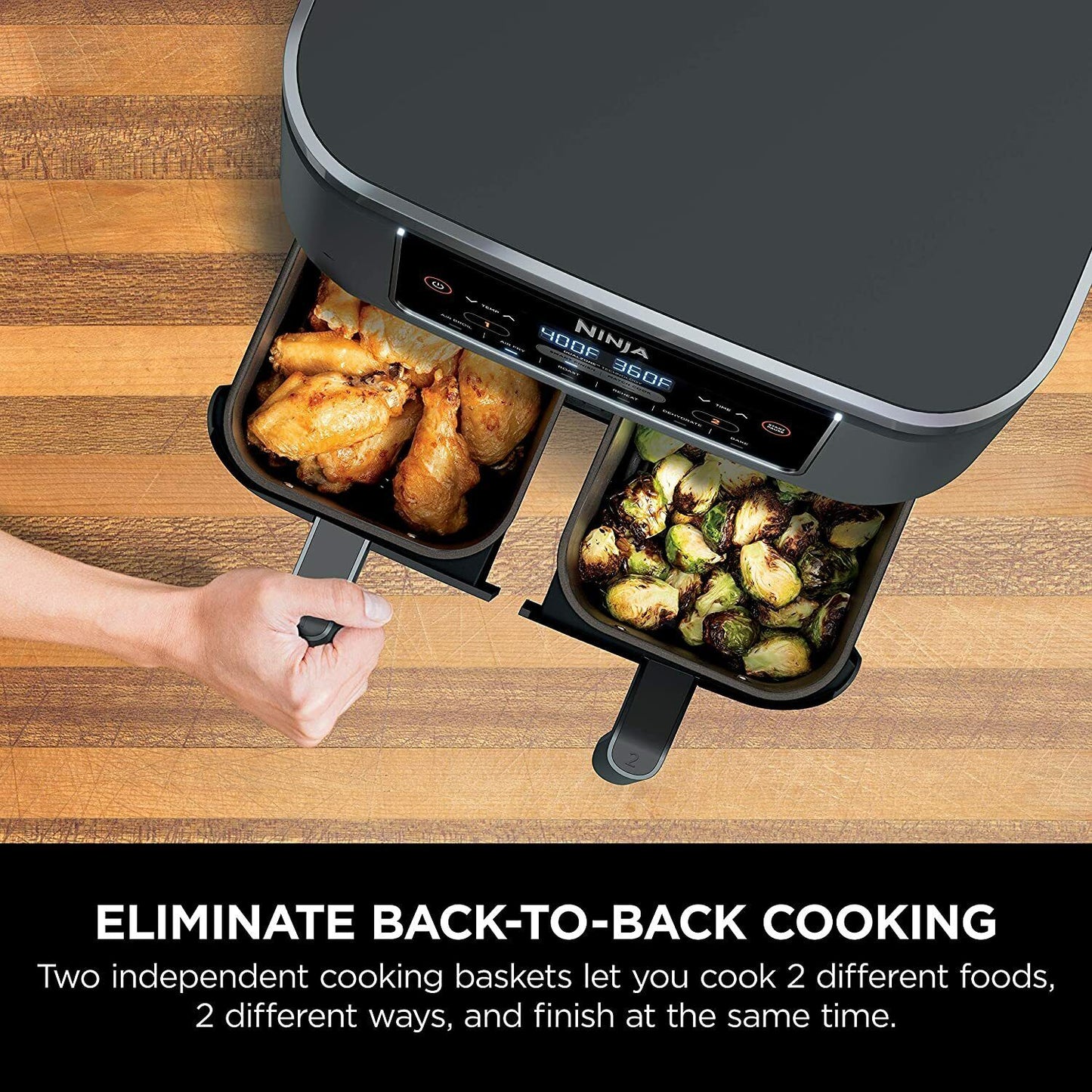 Ninja Dualzone Air Fryer Foodi 6-in-1 8 Quart, with 2 Crisper Plates, 2 Baskets