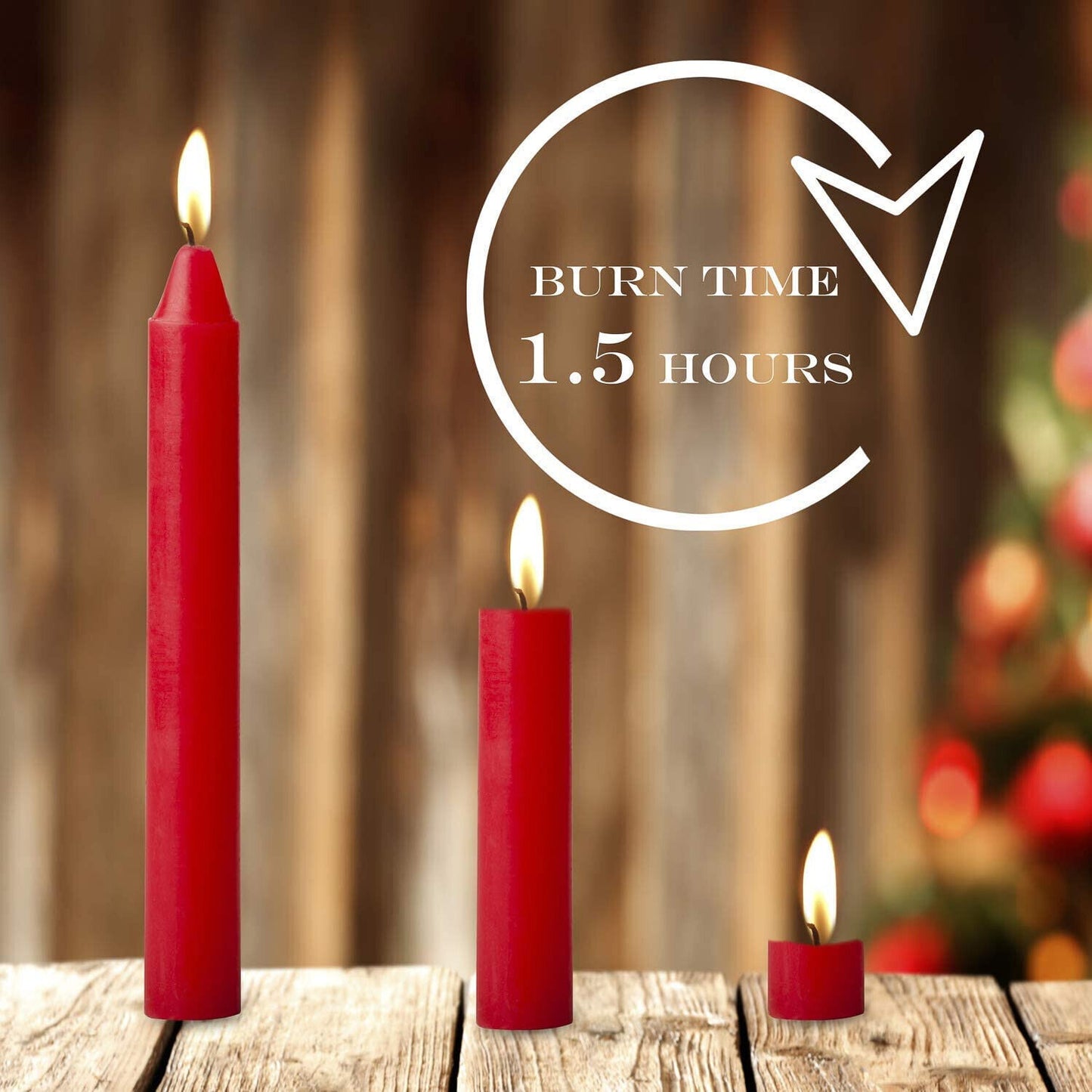 NEW 100 PCS  Red Candles 4 inch X 1/2 inch Diameter 1.5 Hour Burn Time.Unscented