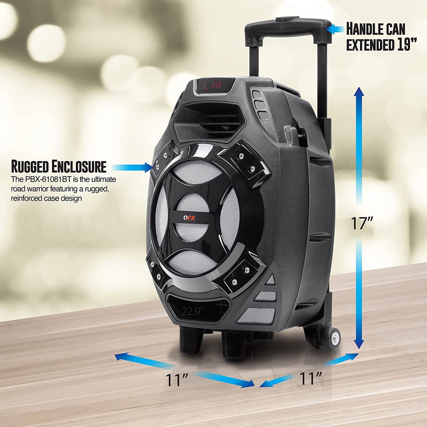 Rechargeable Portable Speaker | 8" Woofer | 2,600 Watts | Bluetooth, AUX -SILVER