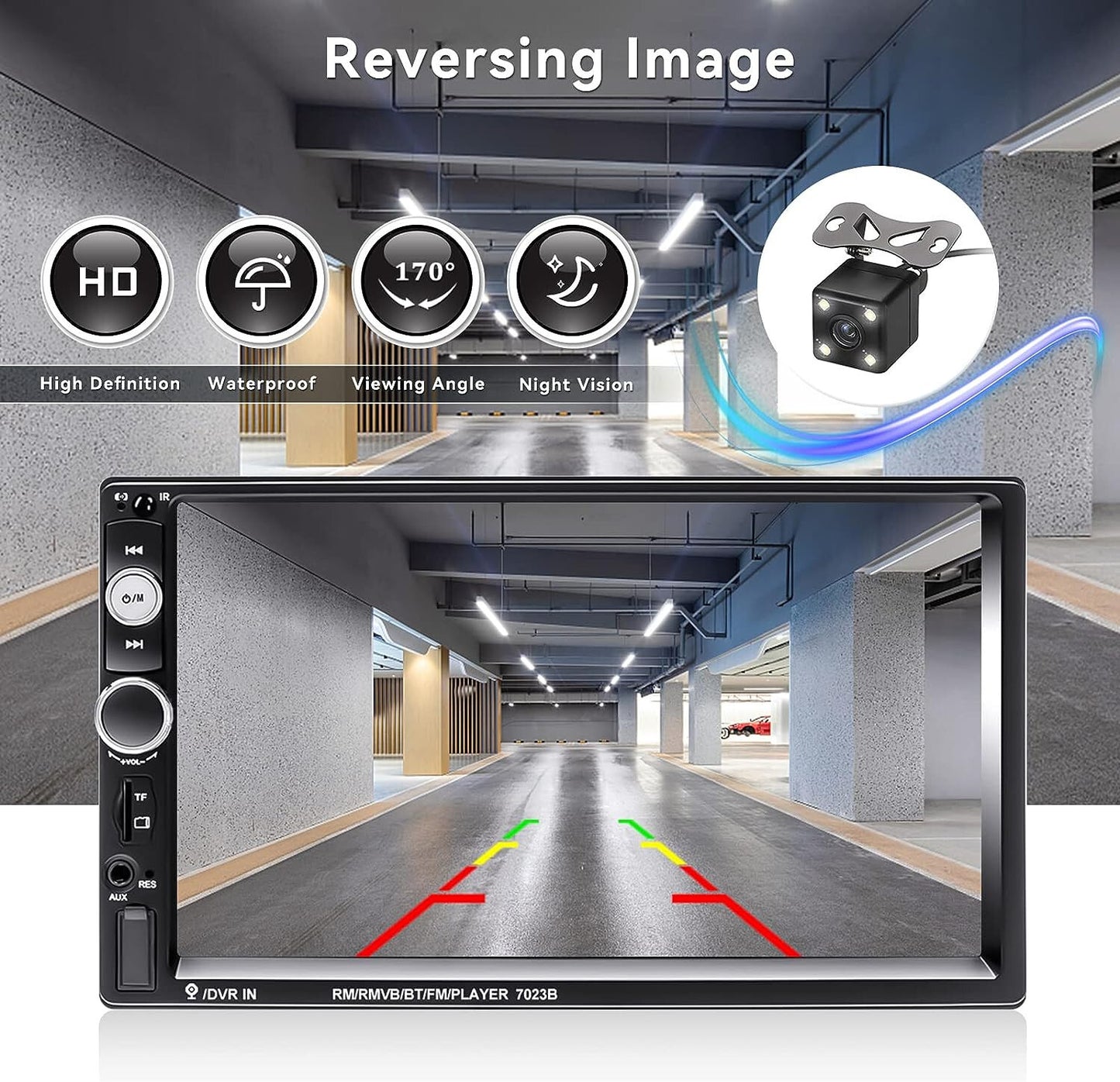 7" Double Din Car Stereo Audio Bluetooth MP5 Player USB FM Multimedia Radio+4LED