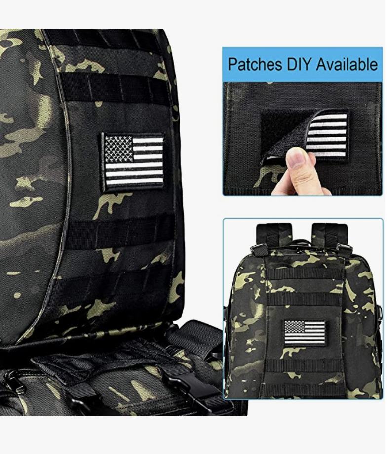 Tactical Military Army Rucksack 60L Assault Detachable Molle Backpack BLK03PATCH