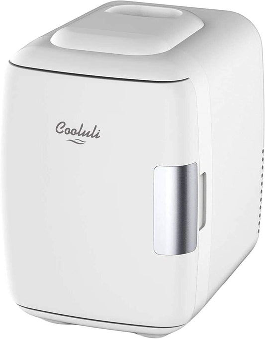 Mini Fridge for Car, Travel Office Desk & Dorm Room 4L Can Electric Plug  WHITE